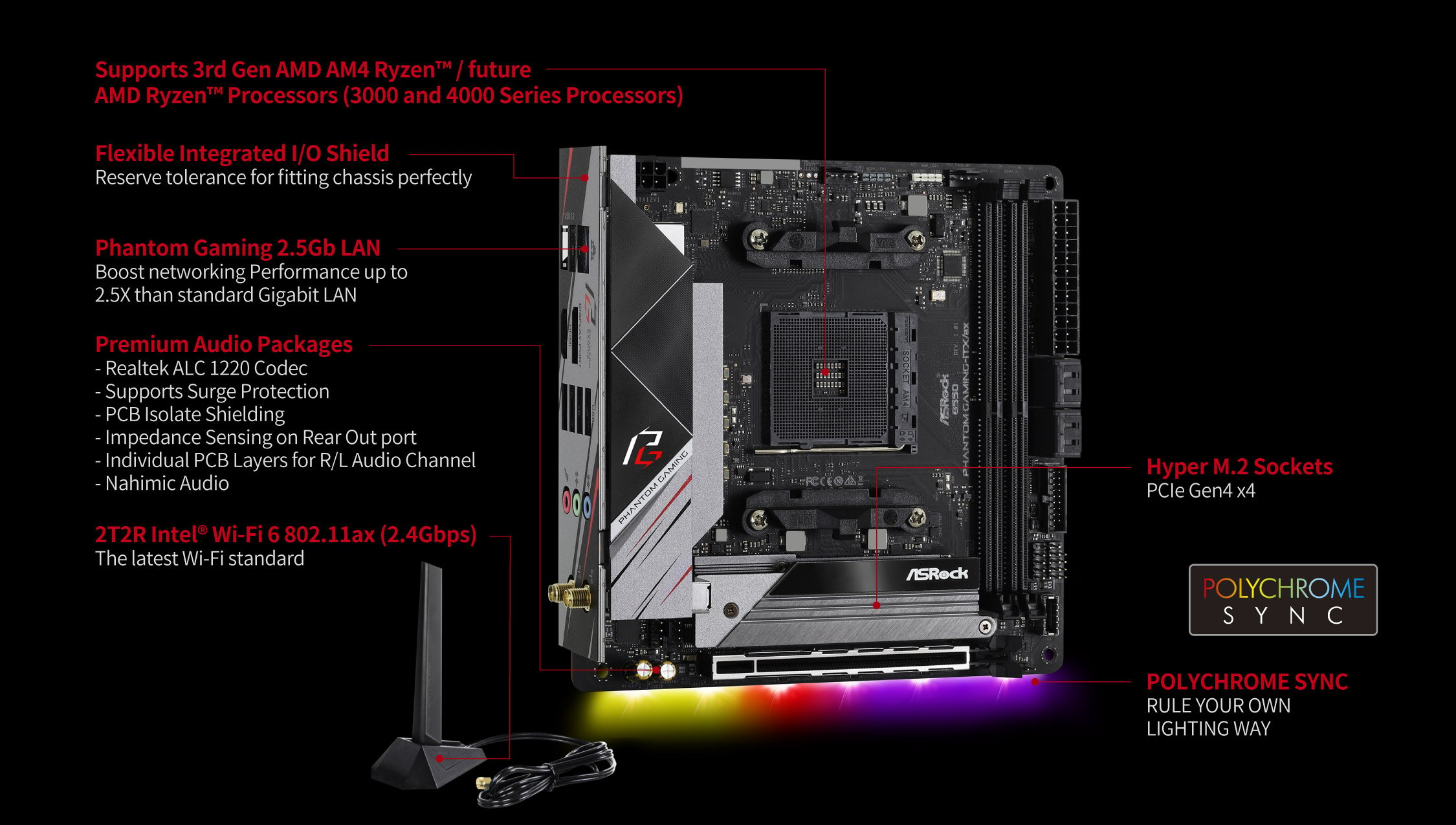 ASRock B550 Phantom Gaming ITX AMD Motherboard - Newegg.com